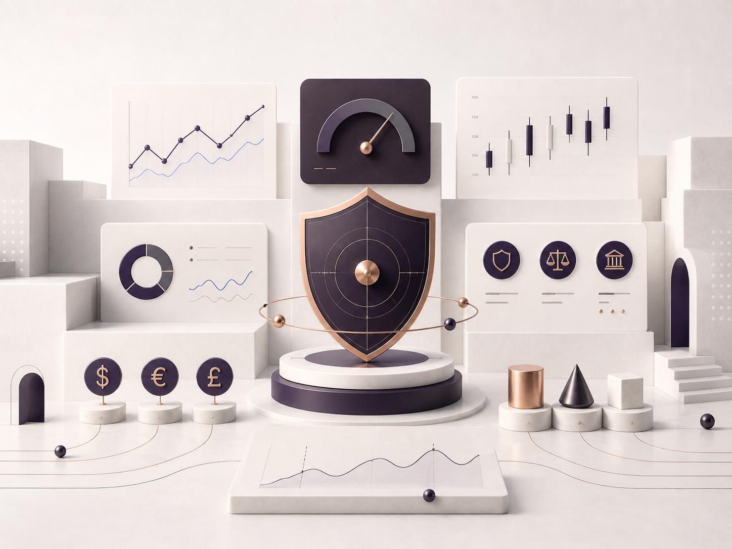 Financial Risk Management — shield illustration representing protection and governance
